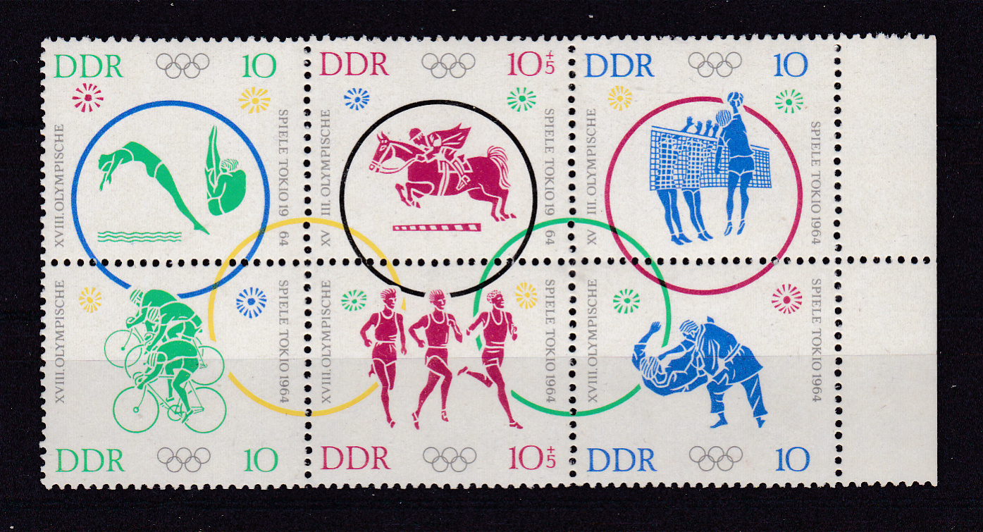 Olympische Sommerspiele Tokio 1964 Rand-Sechserblock ...